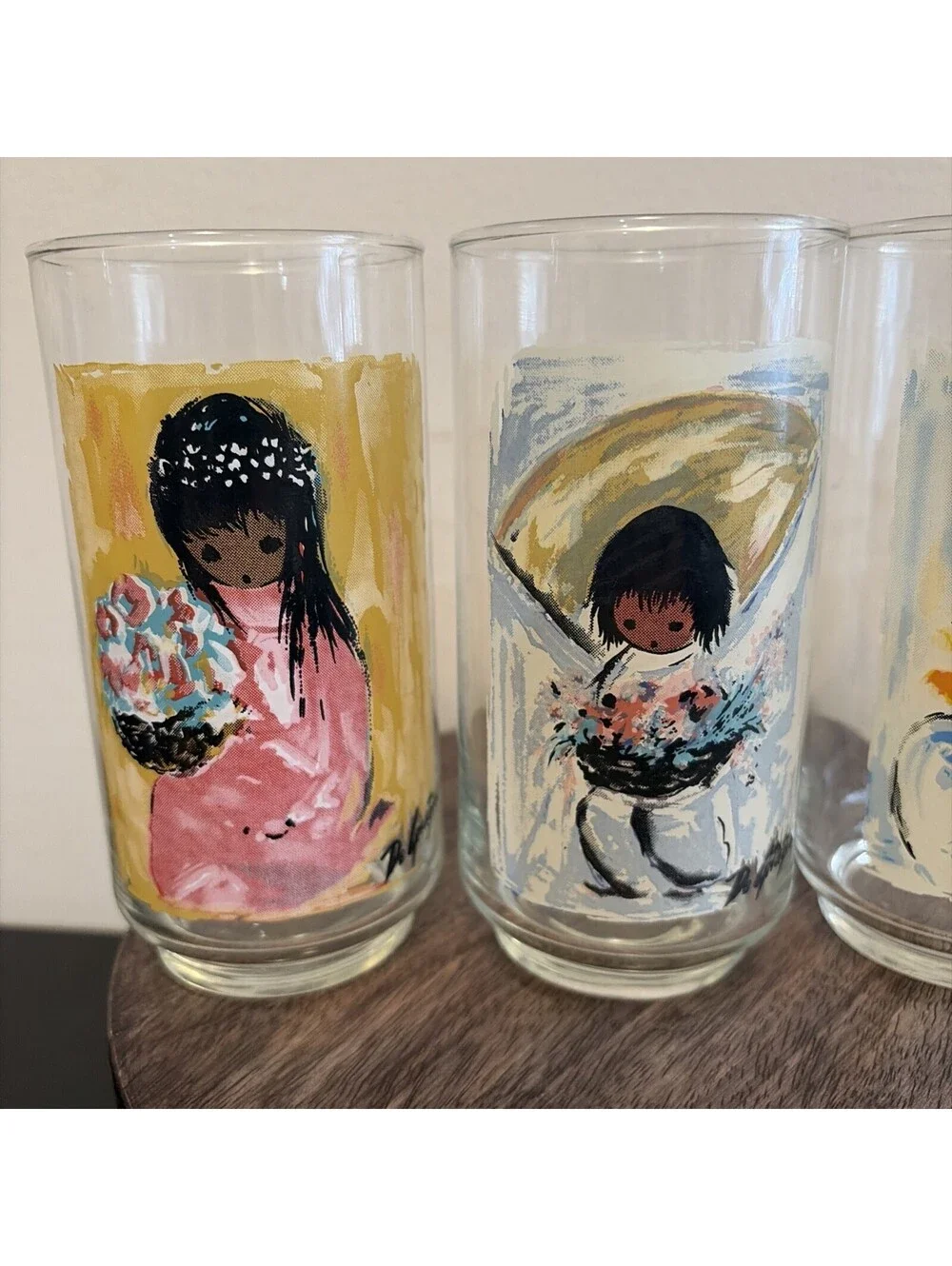 5 Ted DeGrazia Vtg Drinking Glasses Native American Indian Children